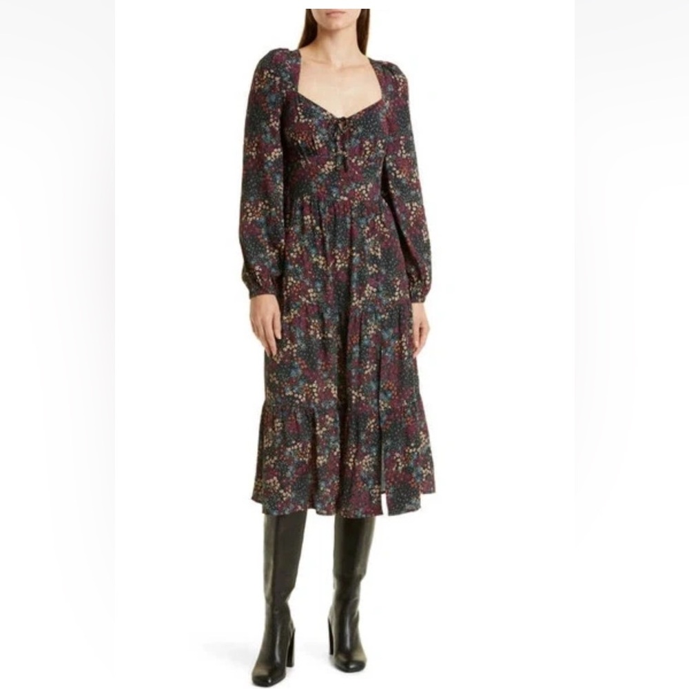 PAIGE Josefina Long Sleeve Floral Print Midi Dress - Picture 6 of 10